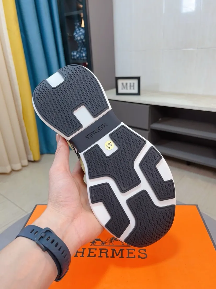 Men's shoes💰580🌸🌸【HERMES】Hermès high-end quality original shoe upper: 🔝tumbled calfskin, suede calfskin, shoe body sewn H totem, outsole: ultra-light TPU foam·rubber; two-color molded outsole, ultra-high quality control·fine workmanship: highlighting (high-end·luxury·grade) 38-44 (45 can be customized)